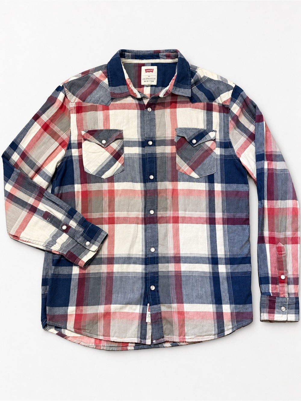 Levi's Red, Navy & White Plaid Button-Down Shirt